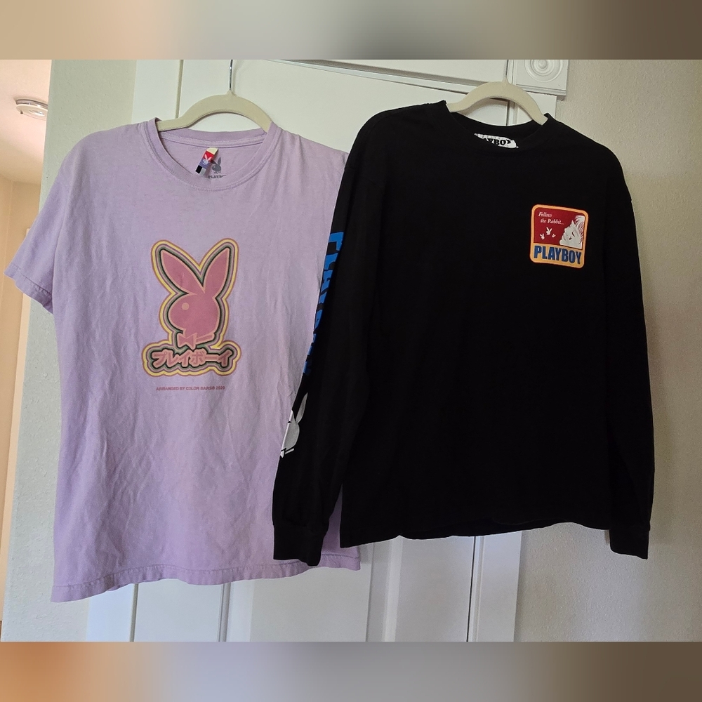 PLAYBOY Black and Purple Tees Lot Of 2